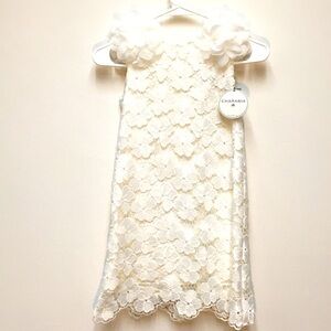 Charabia Lace Embroidered Sleeveless Dress 8 White Cream Wedding Flower Girl